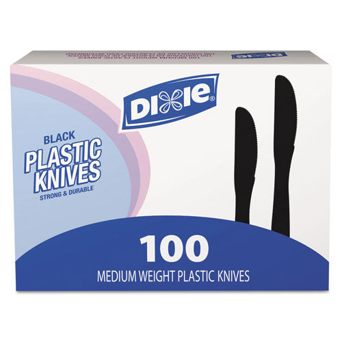 Dixie® wholesale. DIXIE Plastic Tableware, Heavy Mediumweight Knives, Black, 100-box. HSD Wholesale: Janitorial Supplies, Breakroom Supplies, Office Supplies.