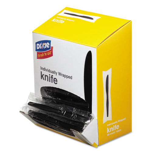 Dixie® wholesale. DIXIE Grab’n Go Wrapped Cutlery, Knives, Black, 90-box. HSD Wholesale: Janitorial Supplies, Breakroom Supplies, Office Supplies.