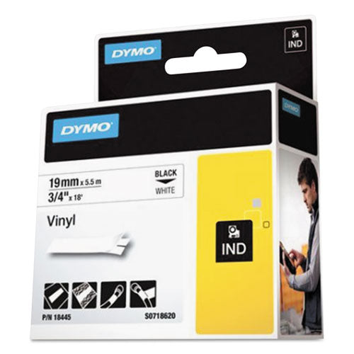 DYMO® wholesale. DYMO Rhino Permanent Vinyl Industrial Label Tape, 0.75" X 18 Ft, White-black Print. HSD Wholesale: Janitorial Supplies, Breakroom Supplies, Office Supplies.