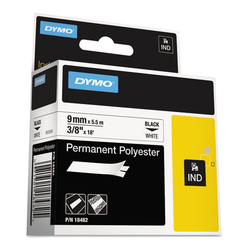 DYMO® wholesale. DYMO Rhino Permanent Poly Industrial Label Tape, 0.37" X 18 Ft, White-black Print. HSD Wholesale: Janitorial Supplies, Breakroom Supplies, Office Supplies.