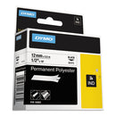 DYMO® wholesale. DYMO Rhino Permanent Poly Industrial Label Tape, 0.5" X 18 Ft, White-black Print. HSD Wholesale: Janitorial Supplies, Breakroom Supplies, Office Supplies.