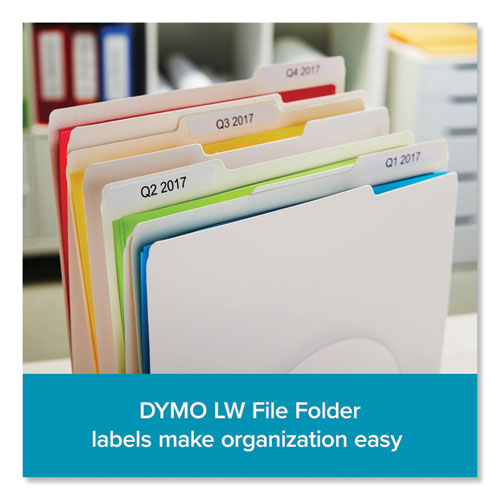 DYMO® wholesale. DYMO Lw 1-up File Folder, 0.56" X 3.43", White, 130-roll, 6 Rolls-pack. HSD Wholesale: Janitorial Supplies, Breakroom Supplies, Office Supplies.