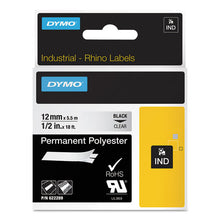 Load image into Gallery viewer, DYMO® wholesale. DYMO Rhino Permanent Vinyl Industrial Label Tape, 0.5&quot; X 18 Ft, Clear-black Print. HSD Wholesale: Janitorial Supplies, Breakroom Supplies, Office Supplies.