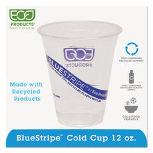 Load image into Gallery viewer, Eco-Products® wholesale. Bluestripe 25% Recycled Content Cold Cups, 12 Oz, Clear-blue, 50-pk, 20 Pk-ct. HSD Wholesale: Janitorial Supplies, Breakroom Supplies, Office Supplies.