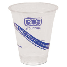 Load image into Gallery viewer, Eco-Products® wholesale. Bluestripe 25% Recycled Content Cold Cups, 12 Oz, Clear-blue, 50-pk, 20 Pk-ct. HSD Wholesale: Janitorial Supplies, Breakroom Supplies, Office Supplies.