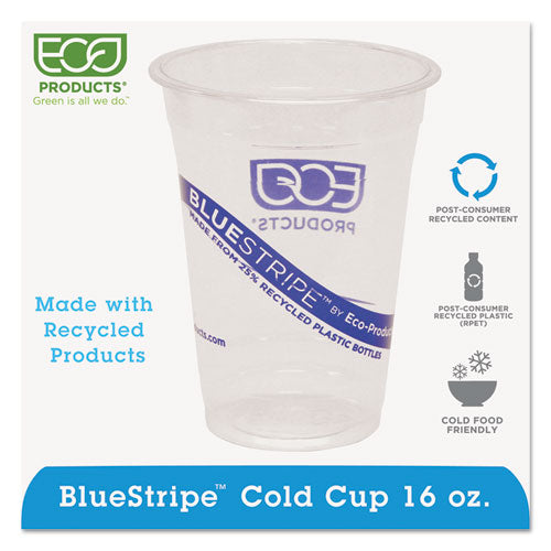 Eco-Products® wholesale. Bluestripe 25% Recycled Content Cold Cups, 16 Oz, Clear-blue, 50-pk, 20 Pk-ct. HSD Wholesale: Janitorial Supplies, Breakroom Supplies, Office Supplies.