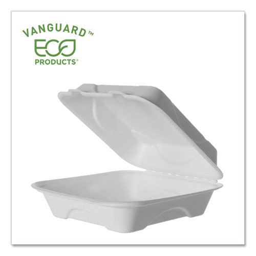 Eco-Products® wholesale. Vanguard Renewable And Compostable Sugarcane Clamshells, 1-compartment, 8 X 8 X 3, White, 200-carton. HSD Wholesale: Janitorial Supplies, Breakroom Supplies, Office Supplies.