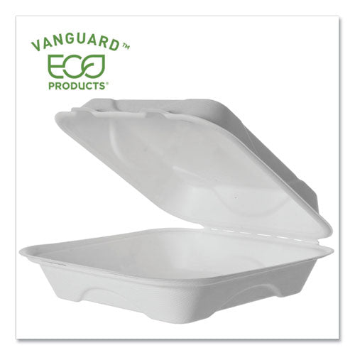 Eco-Products® wholesale. Vanguard Renewable And Compostable Sugarcane Clamshells, 1-compartment, 9 X 9 X 3, White, 200-carton. HSD Wholesale: Janitorial Supplies, Breakroom Supplies, Office Supplies.