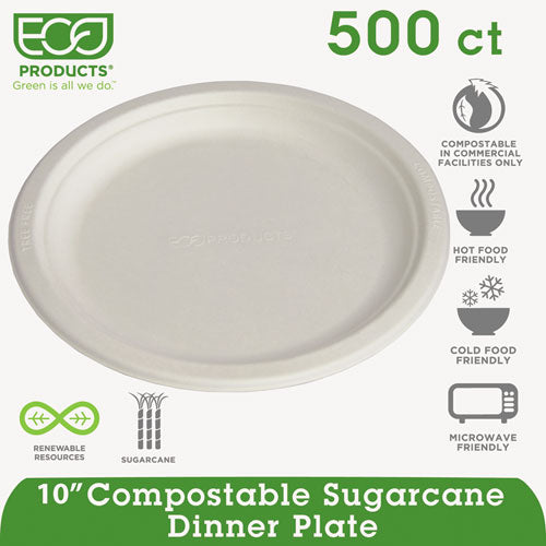 Eco-Products® wholesale. Renewable And Compostable Sugarcane Plates - 10", 500-carton. HSD Wholesale: Janitorial Supplies, Breakroom Supplies, Office Supplies.