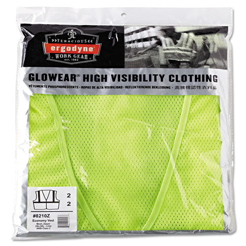 ergodyne® wholesale. Glowear 8210z Class 2 Economy Vest, Polyester Mesh, Zipper Closure, Lime, 2l-3xl. HSD Wholesale: Janitorial Supplies, Breakroom Supplies, Office Supplies.