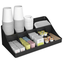 Load image into Gallery viewer, Mind Reader wholesale. 11-compartment Coffee Condiment Organizer, 18 1-4 X 6 5-8 X 9 7-8, Black. HSD Wholesale: Janitorial Supplies, Breakroom Supplies, Office Supplies.