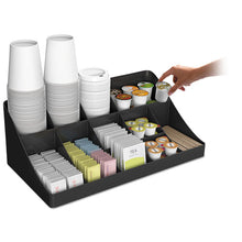 Load image into Gallery viewer, Mind Reader wholesale. 11-compartment Coffee Condiment Organizer, 18 1-4 X 6 5-8 X 9 7-8, Black. HSD Wholesale: Janitorial Supplies, Breakroom Supplies, Office Supplies.