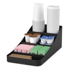 Load image into Gallery viewer, Mind Reader wholesale. Trove Seven-compartment Coffee Condiment Organizer, Black, 7 3-4 X 16 X 5 1-4. HSD Wholesale: Janitorial Supplies, Breakroom Supplies, Office Supplies.