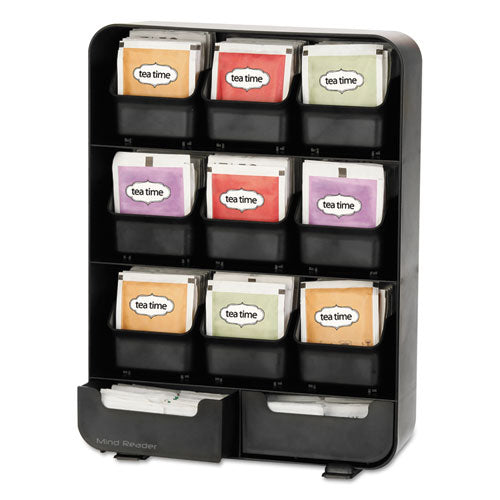 Mind Reader wholesale. Baggy Nine-drawer Tea Bag And Accessory Holder, Black, 10.24 X 4.33 X 13.11. HSD Wholesale: Janitorial Supplies, Breakroom Supplies, Office Supplies.