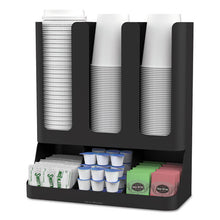 Load image into Gallery viewer, Mind Reader wholesale. Flume Six-section Upright Coffee Condiment-cup Organizer, Black, 11.5 X 6.5 X 15. HSD Wholesale: Janitorial Supplies, Breakroom Supplies, Office Supplies.