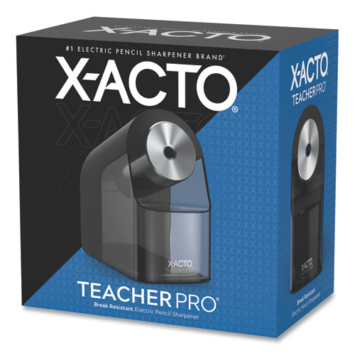 X-ACTO® wholesale. Model 1675 Teacherpro Classroom Electric Pencil Sharpener, Ac-powered, 4 X 7.5 X 8, Black-silver-smoke. HSD Wholesale: Janitorial Supplies, Breakroom Supplies, Office Supplies.