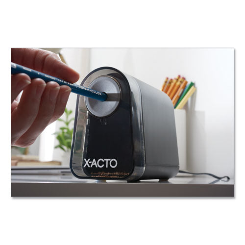 X-ACTO® wholesale. Model 19501 Mighty Mite Home Office Electric Pencil Sharpener, Ac-powered, 3.5 X 5.5 X 4.5, Black-gray-smoke. HSD Wholesale: Janitorial Supplies, Breakroom Supplies, Office Supplies.