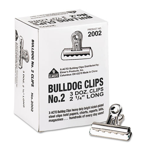 X-ACTO® wholesale. Bulldog Clips, Medium, Nickel-plated, 36-box. HSD Wholesale: Janitorial Supplies, Breakroom Supplies, Office Supplies.