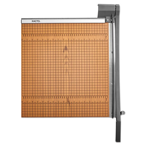 X-ACTO® wholesale. Square Commercial Grade Wood Base Guillotine Trimmer, 15 Sheets, 18" X 18". HSD Wholesale: Janitorial Supplies, Breakroom Supplies, Office Supplies.