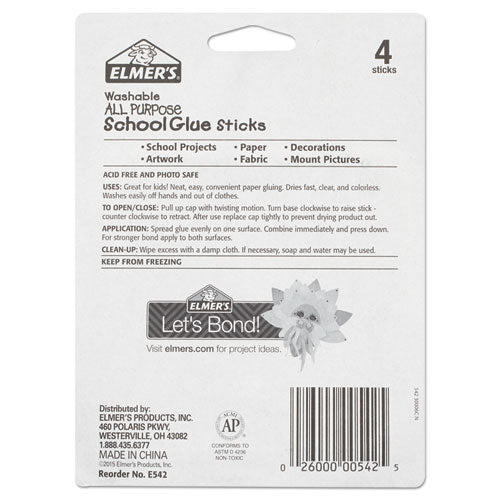 Elmer's® wholesale. Washable School Glue Sticks, 0.24 Oz, Applies And Dries Clear, 4-pack. HSD Wholesale: Janitorial Supplies, Breakroom Supplies, Office Supplies.