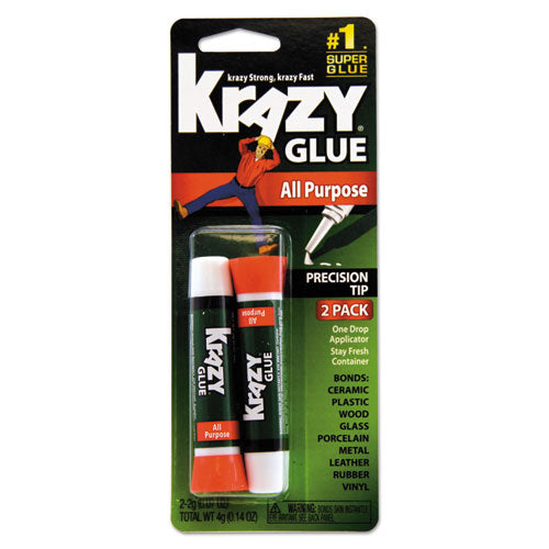 Krazy Glue® wholesale. All Purpose Krazy Glue, 0.07 Oz, Dries Clear, 2-pack. HSD Wholesale: Janitorial Supplies, Breakroom Supplies, Office Supplies.