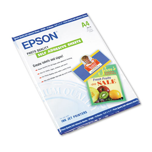 Epson® wholesale. EPSON Photo-quality Self Adhesive Paper, 8.38 X 11.75, Matte White, 10-pack. HSD Wholesale: Janitorial Supplies, Breakroom Supplies, Office Supplies.
