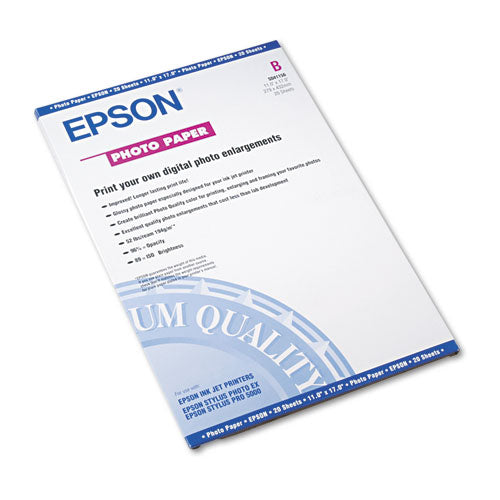Epson® wholesale. EPSON Glossy Photo Paper, 9.4 Mil, 11 X 17, Glossy White, 20-pack. HSD Wholesale: Janitorial Supplies, Breakroom Supplies, Office Supplies.