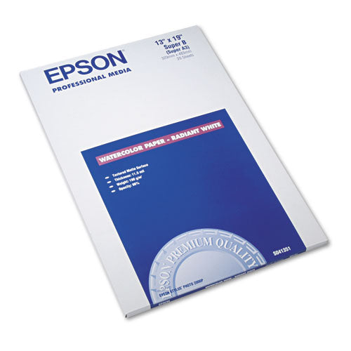 Epson® wholesale. EPSON Watercolor Radiant White Inkjet Paper, 11.5 Mil, 13 X 19, Matte White, 20-pack. HSD Wholesale: Janitorial Supplies, Breakroom Supplies, Office Supplies.