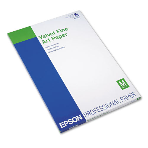 Epson® wholesale. EPSON Velvet Fine Art Paper, 13 X 19, White, 20-pack. HSD Wholesale: Janitorial Supplies, Breakroom Supplies, Office Supplies.