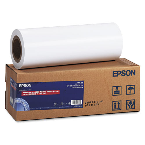 Epson® wholesale. EPSON Premium Glossy Photo Paper Roll, 3" Core, 16" X 100 Ft, Glossy White. HSD Wholesale: Janitorial Supplies, Breakroom Supplies, Office Supplies.
