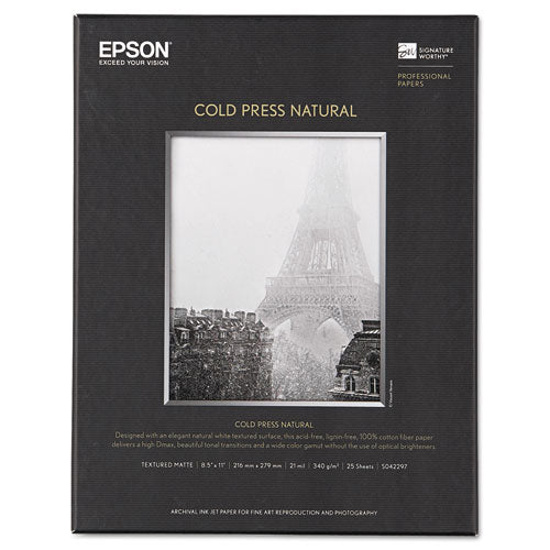 Epson® wholesale. EPSON Cold Press Fine Art Paper, 19 Mil, 8.5 X 11, Textured Matte Natural, 25-pack. HSD Wholesale: Janitorial Supplies, Breakroom Supplies, Office Supplies.