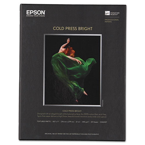 Epson® wholesale. EPSON Cold Press Bright Fine Art Paper, 21mil, 8.5 X 11, Textured Matte White, 25-pack. HSD Wholesale: Janitorial Supplies, Breakroom Supplies, Office Supplies.