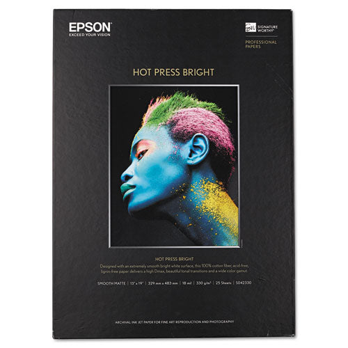 Epson® wholesale. EPSON Hot Press Bright Fine Art Paper, 17 Mil, 13 X 19, Smooth Matte White, 25-pack. HSD Wholesale: Janitorial Supplies, Breakroom Supplies, Office Supplies.