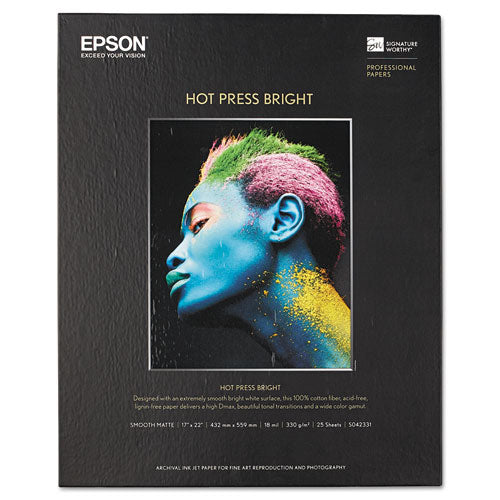 Epson® wholesale. EPSON Hot Press Bright Fine Art Paper, 17 Mil, 17 X 22, Smooth Matte White, 25-pack. HSD Wholesale: Janitorial Supplies, Breakroom Supplies, Office Supplies.