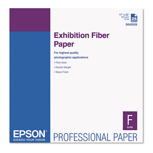 Epson® wholesale. EPSON Exhibition Fiber Paper, 13 Mil, 17 X 22, White, 25-pack. HSD Wholesale: Janitorial Supplies, Breakroom Supplies, Office Supplies.