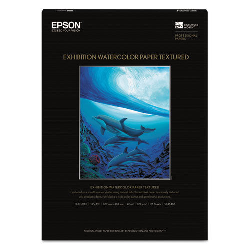 Epson® wholesale. EPSON Exhibition Textured Watercolor Paper, 22 Mil, 13 X 19, Matte White, 25-pack. HSD Wholesale: Janitorial Supplies, Breakroom Supplies, Office Supplies.