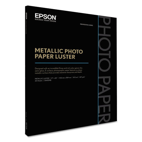 Epson® wholesale. EPSON Professional Media Metallic Luster Photo Paper, 5.5 Mil, 17 X 22, White, 25-pack. HSD Wholesale: Janitorial Supplies, Breakroom Supplies, Office Supplies.