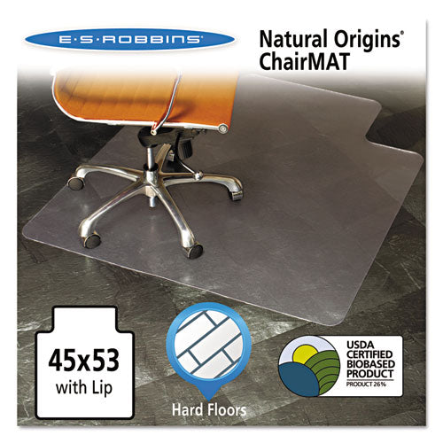 ES Robbins® wholesale. Natural Origins Chair Mat With Lip For Hard Floors, 45 X 53, Clear. HSD Wholesale: Janitorial Supplies, Breakroom Supplies, Office Supplies.