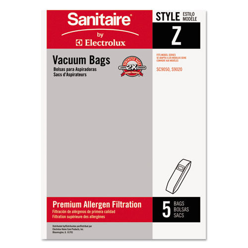 Sanitaire® wholesale. Style Z Vacuum Bags, 5-pack, 10 Packs-carton. HSD Wholesale: Janitorial Supplies, Breakroom Supplies, Office Supplies.