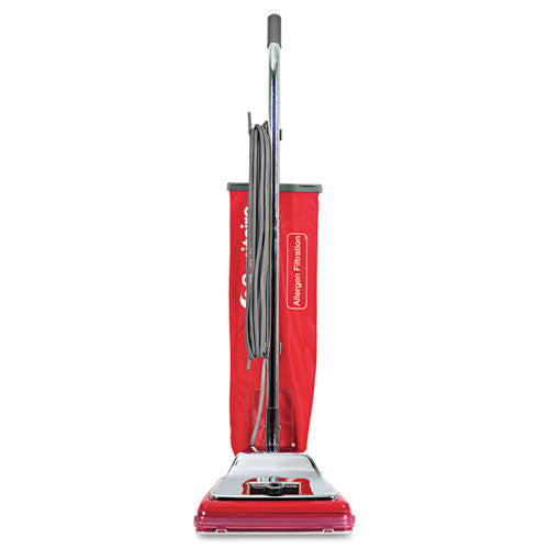 Sanitaire® wholesale. Tradition Bagged Upright Vacuum, 7 Amp, 17.5 Lb, Chrome-red. HSD Wholesale: Janitorial Supplies, Breakroom Supplies, Office Supplies.