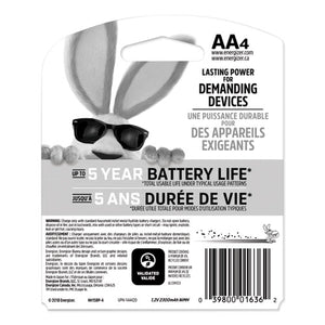 Energizer® wholesale. ENERGIZER Nimh Rechargeable Aa Batteries, 1.2v, 4-pack. HSD Wholesale: Janitorial Supplies, Breakroom Supplies, Office Supplies.