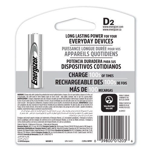 Energizer® wholesale. ENERGIZER Nimh Rechargeable D Batteries, 1.2v, 2-pack. HSD Wholesale: Janitorial Supplies, Breakroom Supplies, Office Supplies.