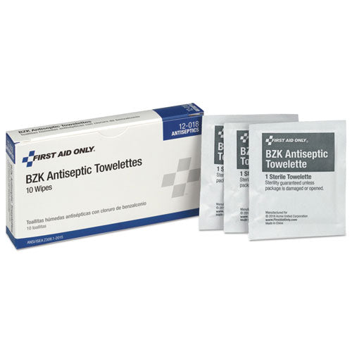 First Aid Only™ wholesale. 10 Person Ansi Class A Refill, Bzk Antiseptic Wipes, 10-box. HSD Wholesale: Janitorial Supplies, Breakroom Supplies, Office Supplies.