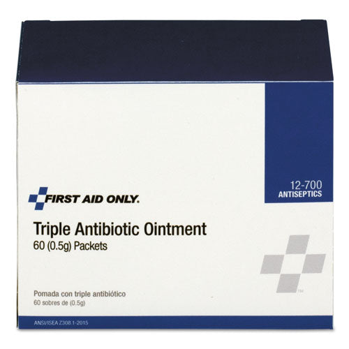 First Aid Only™ wholesale. Triple Antibiotic Ointment, 0.5 G Packet, 60-box. HSD Wholesale: Janitorial Supplies, Breakroom Supplies, Office Supplies.