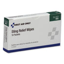 PhysiciansCare® by First Aid Only® wholesale. First Aid Sting Relief Pads, 10-box. HSD Wholesale: Janitorial Supplies, Breakroom Supplies, Office Supplies.