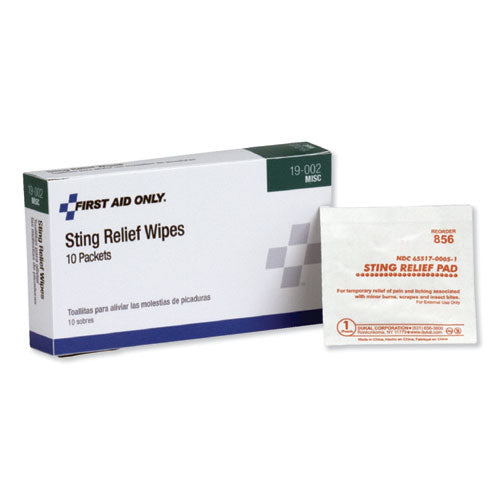 PhysiciansCare® by First Aid Only® wholesale. First Aid Sting Relief Pads, 10-box. HSD Wholesale: Janitorial Supplies, Breakroom Supplies, Office Supplies.