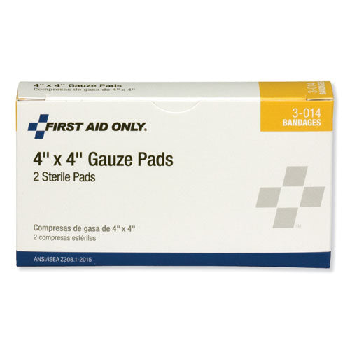 First Aid Only™ wholesale. Gauze Pads, 4" X 4", 2-box. HSD Wholesale: Janitorial Supplies, Breakroom Supplies, Office Supplies.