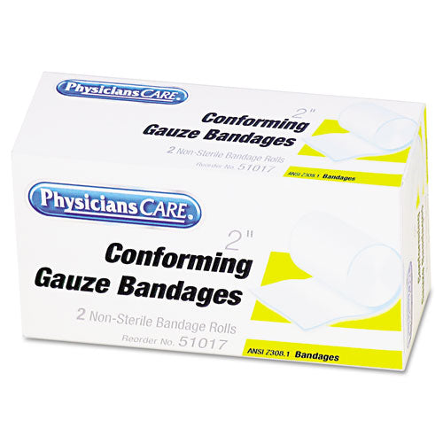 PhysiciansCare® by First Aid Only® wholesale. First Aid Conforming Gauze Bandage, 2" Wide, 2 Rolls-box. HSD Wholesale: Janitorial Supplies, Breakroom Supplies, Office Supplies.