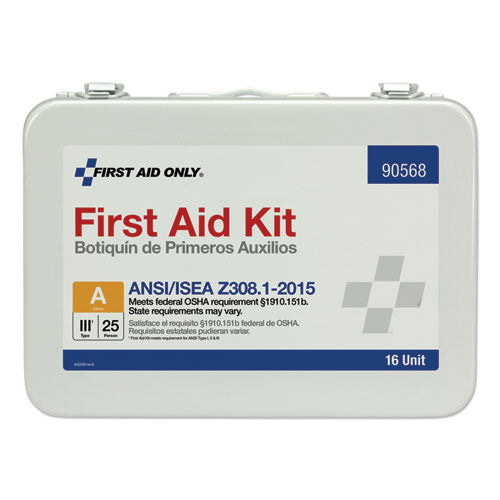 First Aid Only™ wholesale. Unitized Ansi Compliant Class A Type Iii First Aid Kit For 25 People, 16 Units. HSD Wholesale: Janitorial Supplies, Breakroom Supplies, Office Supplies.