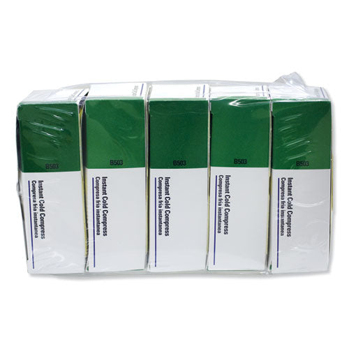 First Aid Only™ wholesale. Instant Cold Compress, 5 Compress-pack, 4" X 5", 5-pack. HSD Wholesale: Janitorial Supplies, Breakroom Supplies, Office Supplies.